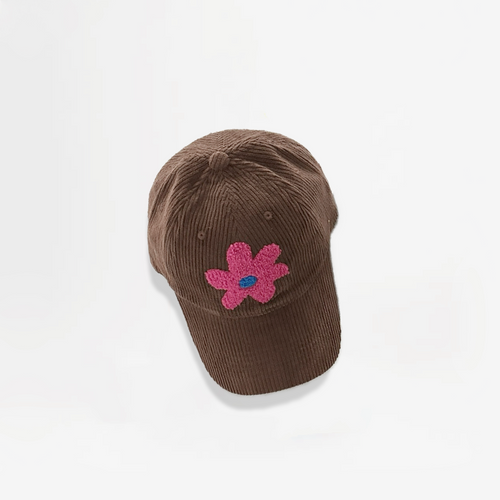 Plush Flower Corduroy Cap