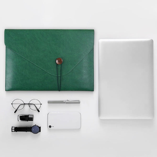 Buttoned Leather File Folder