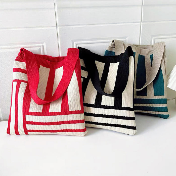 Geometric Line Knitted Bag