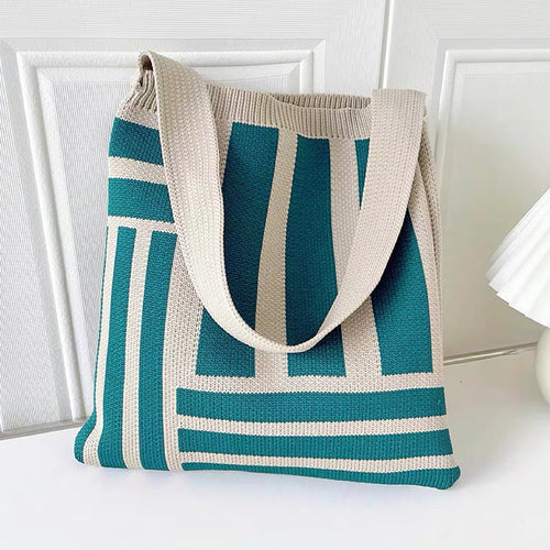 Geometric Line Knitted Bag