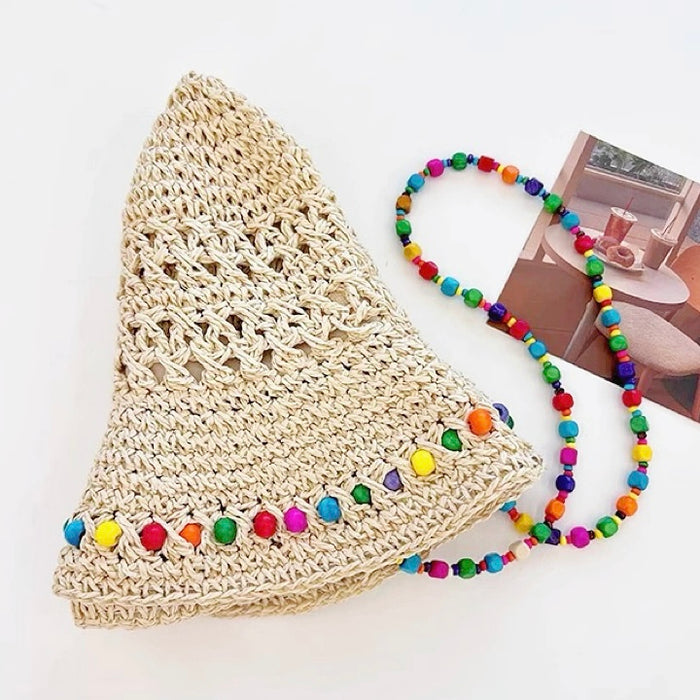 AMERI ★ MEDI BEADS STRING STRAW HAT Colorful Beads Straw Hat