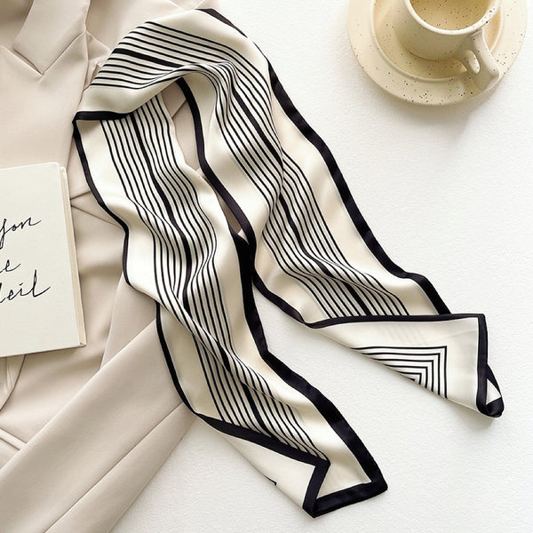 Stripe Satin Skinny Scarf