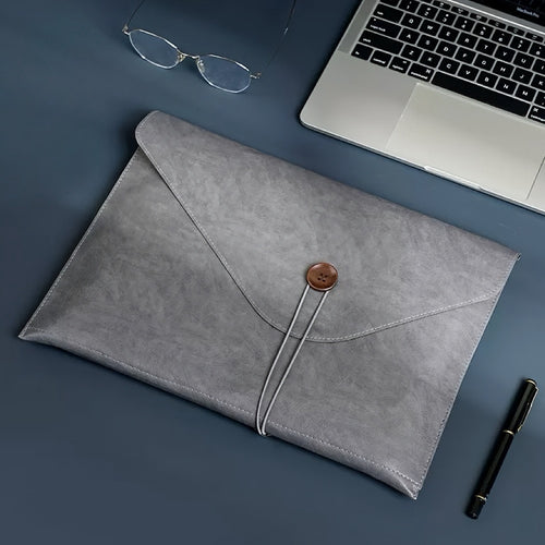 Buttoned Leather File Folder