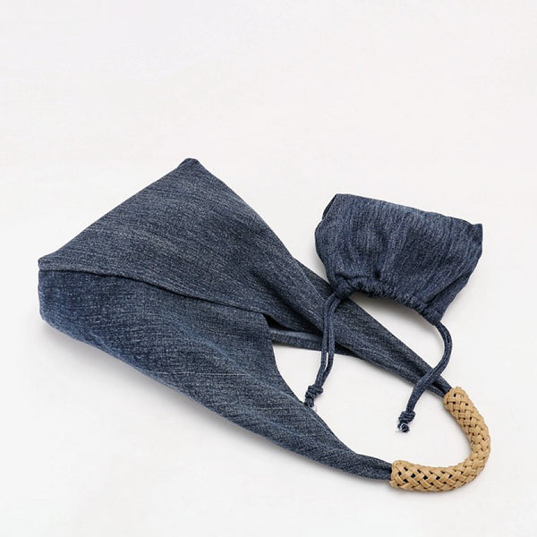 Denim Shoulder Bag With Inner Pouch