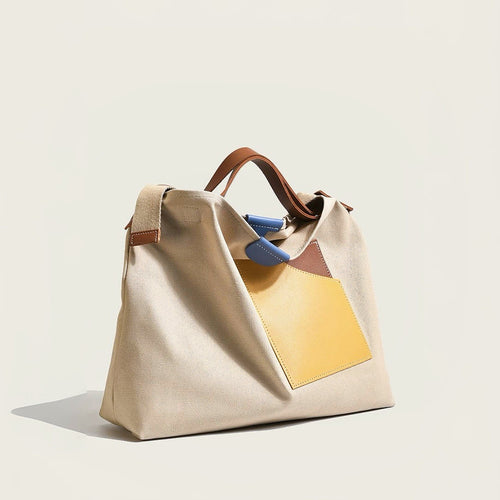 Borsa tote in tela color block