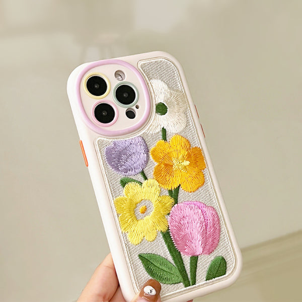 Embroidery Flowers Phone Case