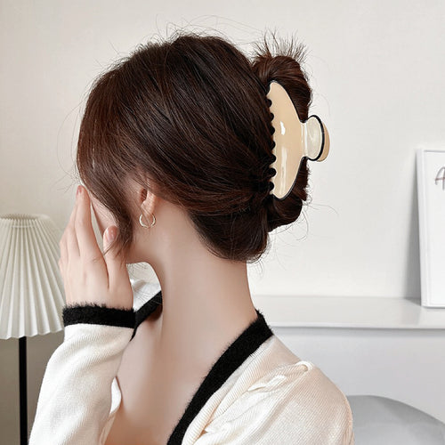 Cream Black Border Hair Claw