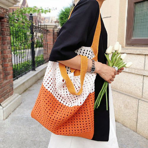 Large Contrast Color Tote Bag