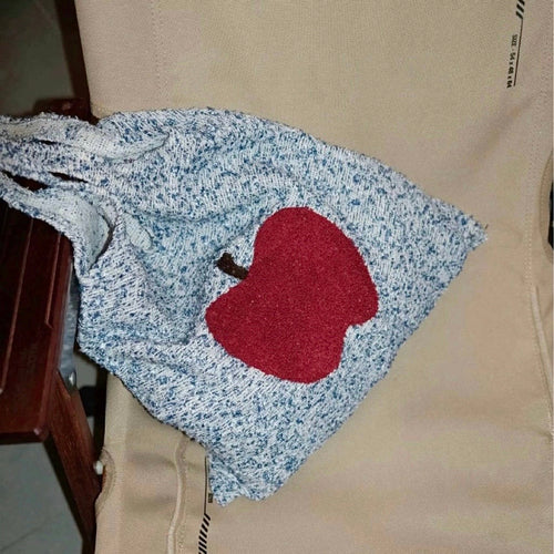 Apfel-Stricktasche mit Spruch