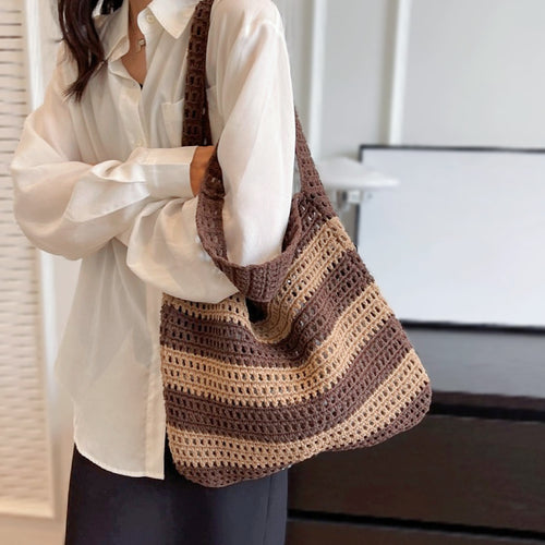 Wide Strip Crochet Bag