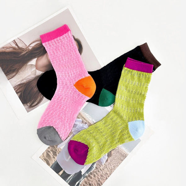 Mesh Gauze Colored Socks