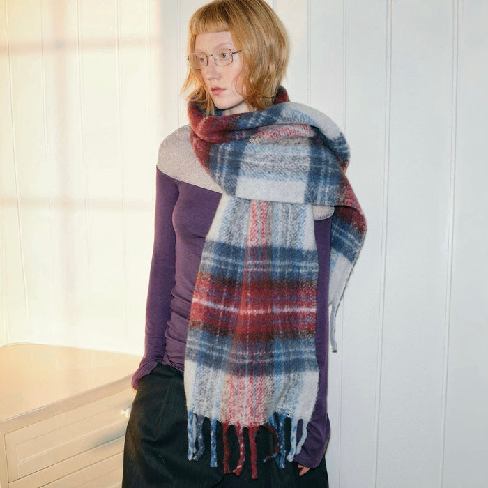 Midnight Blaze Plaid Scarf