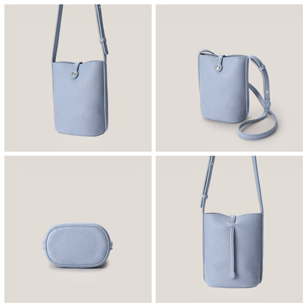 Soft Lychee Leather Crossbody Bag With Design Buckle