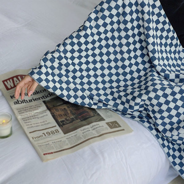 Checkerboard Bath Towel In Blue