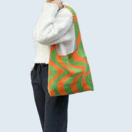 Wave Pattern Knitted Bag