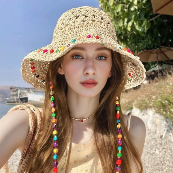 Colorful Beads Straw Hat