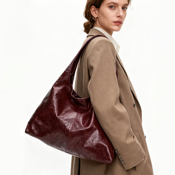 Waxed Leather Hobo Bag