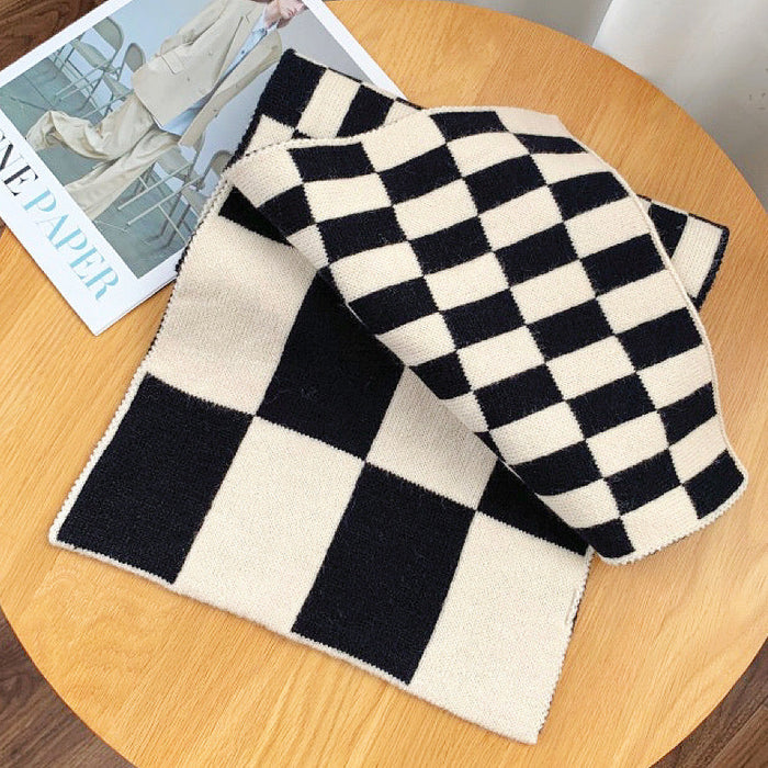 Thick Checkered Wool Scarf