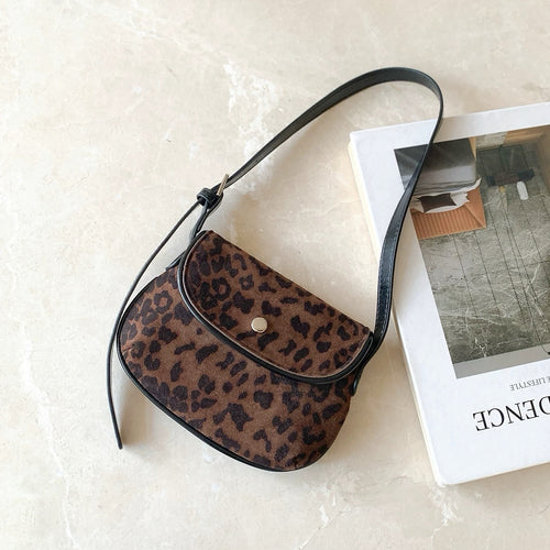 Mini Leopard Suede Saddle Bag