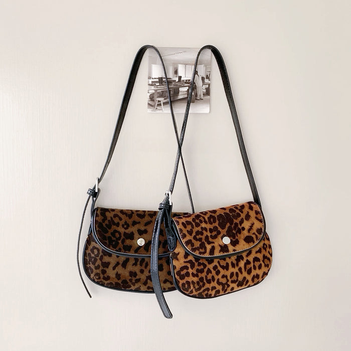 Mini Leopard Suede Saddle Bag