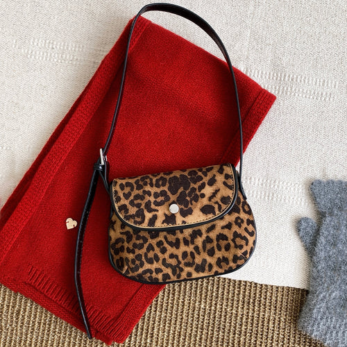 Mini Leopard Suede Saddle Bag