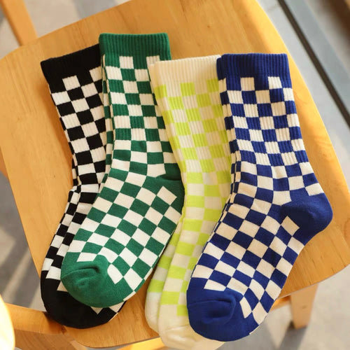 textured checkered socks