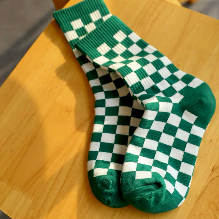 strukturierte karierte Socken