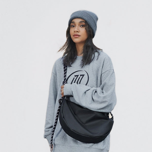 Casually Knotted Nylon Crescent Sling Bag
