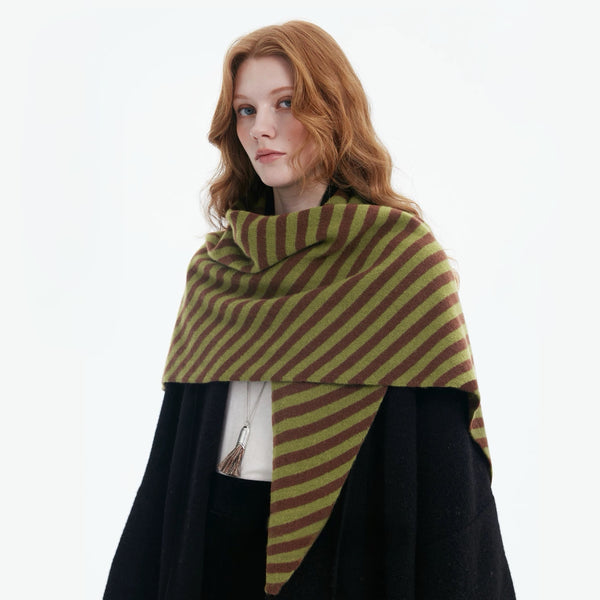Striped Wool Triangle Scarf