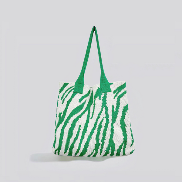 Zebra Print Knitted Tote Bag