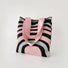 Close-up of  Arc Line Knitted Bag in pink and grey, ideal for errands and gifting.