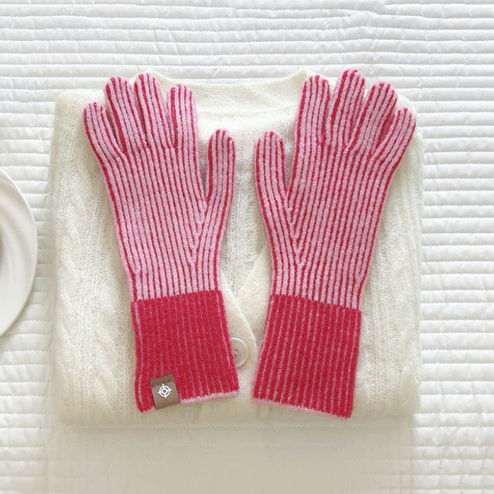 Contrast Striped Gloves