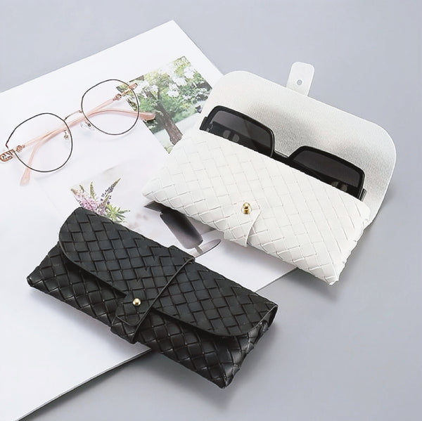 Portable Woven Leather Glasses Case