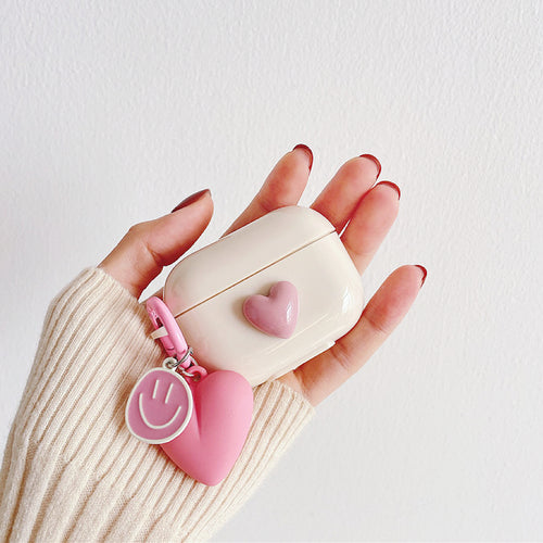Funda de estuche para AirPods con forma de corazón rosa