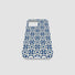 Detailed leaf design on blue and white porcelain pattern silicone iPhone case. Vintage floral art accessory.