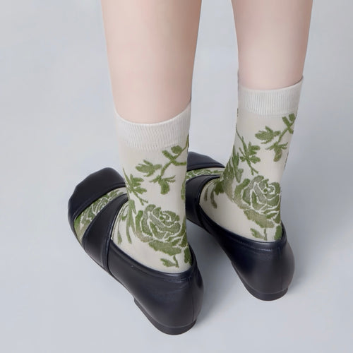 Chaussettes brodées à fleurs