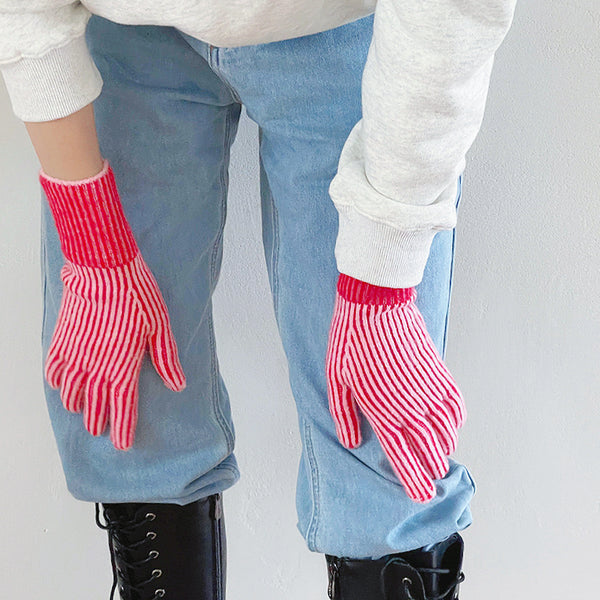 Guanti a righe a contrasto