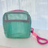 Mint Chroma mesh pouch with pink wrist lanyard; breathable zip organizer for travel toiletries and gadgets.
