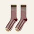Folded view of Chromatic Stripe Socks in burgundy , ideal for workouts and commuting.