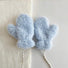 Blue cloud-touch fluffy gloves with soft plush texture; cozy winter accessory for everyday wear.
