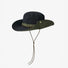 Product shot of the black bucket hat with  an olive green colorband.