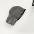 Front view of grey balaclava hat with contrast edges, featuring a soft and breathable knitted texture.