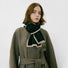 Model wearing a  Contrast Trim Knit Scarf, ideal for daily wear and travel.