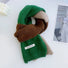 Model wearing a wool scarf in green, ideal for daily wear and travel.
