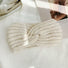 Close-up of Crochet Velvet Twist Headband in white, easy for workdays and special occasions.