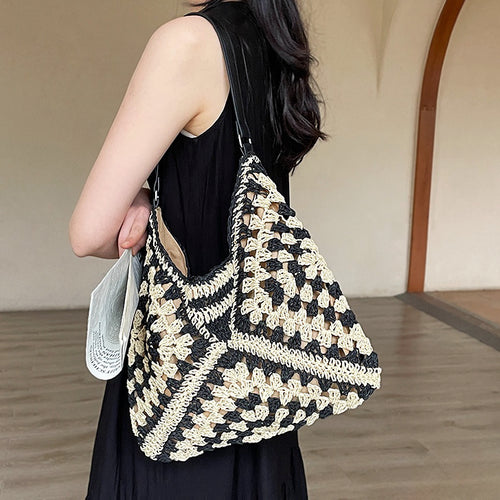 Borsa tote in paglia stile vacanza