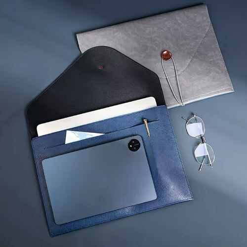 Buttoned Leather File Folder
