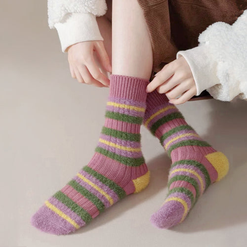 Plush striped socks