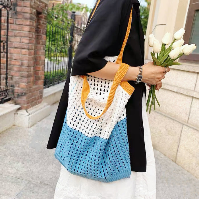 Large Contrast Color Tote Bag
