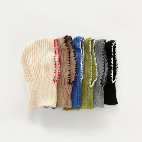 Bonnet cagoule tricoté à bords colorés